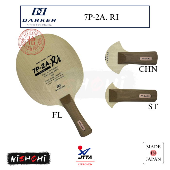 DARKER [HINOKI 7P-2A. RI] Table Tennis Blade - 7P-2A | Nishohi Japan