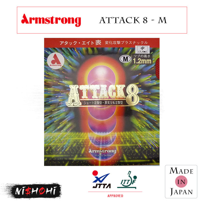 ARMSTRONG [ATTACK 8 - M] Table Tennis Rubber | Nishohi Japan