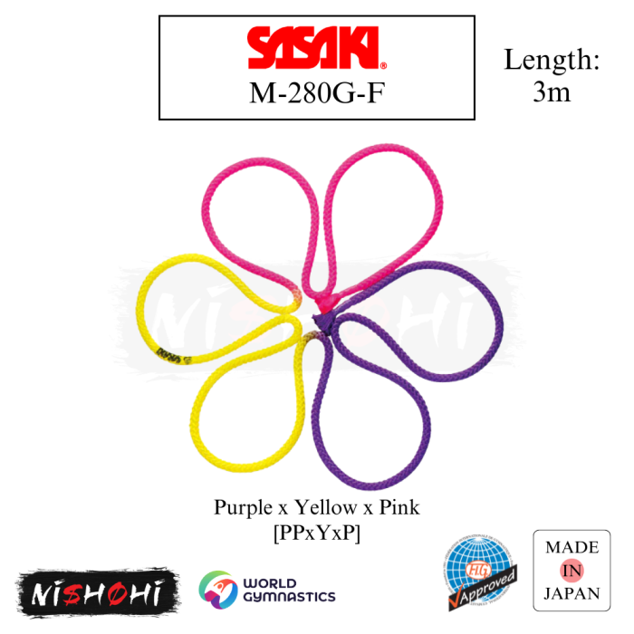 SASAKI Rhythmic Gymnastics | 3-Color Rope (3m) M-280G-F | Nishohi