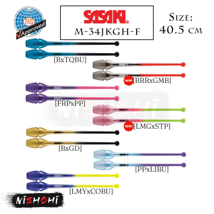 SASAKI Rhythmic Gym | Short Gradation Rubber Clubs M-34JKGH