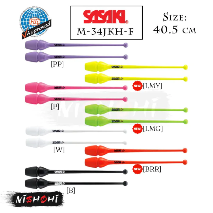 SASAKI Rhythmic Gymnastics | Short Rubber Clubs M-34JKH-F SASAKI Rhythmic Gymnastics | Short Rubber Clubs M-34JKH-F