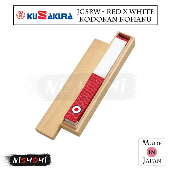 期間限定価格商品 [JRWZ] KUSAKURA Kohaku Kata Official Obi / Belt White x Red 水草