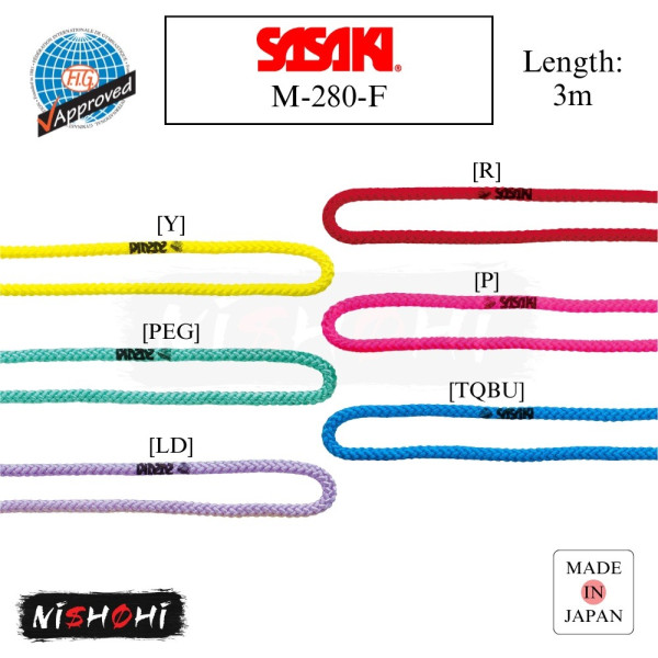 SASAKI Rhythmic Gymnastics | 3-Color Rope (3m) M-280G-F | Nishohi